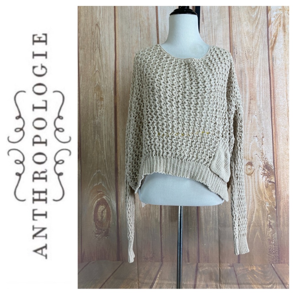 💵Anthropologie Pins & Needles Large Knit Chunky Scoop Neck Pullover Size Small